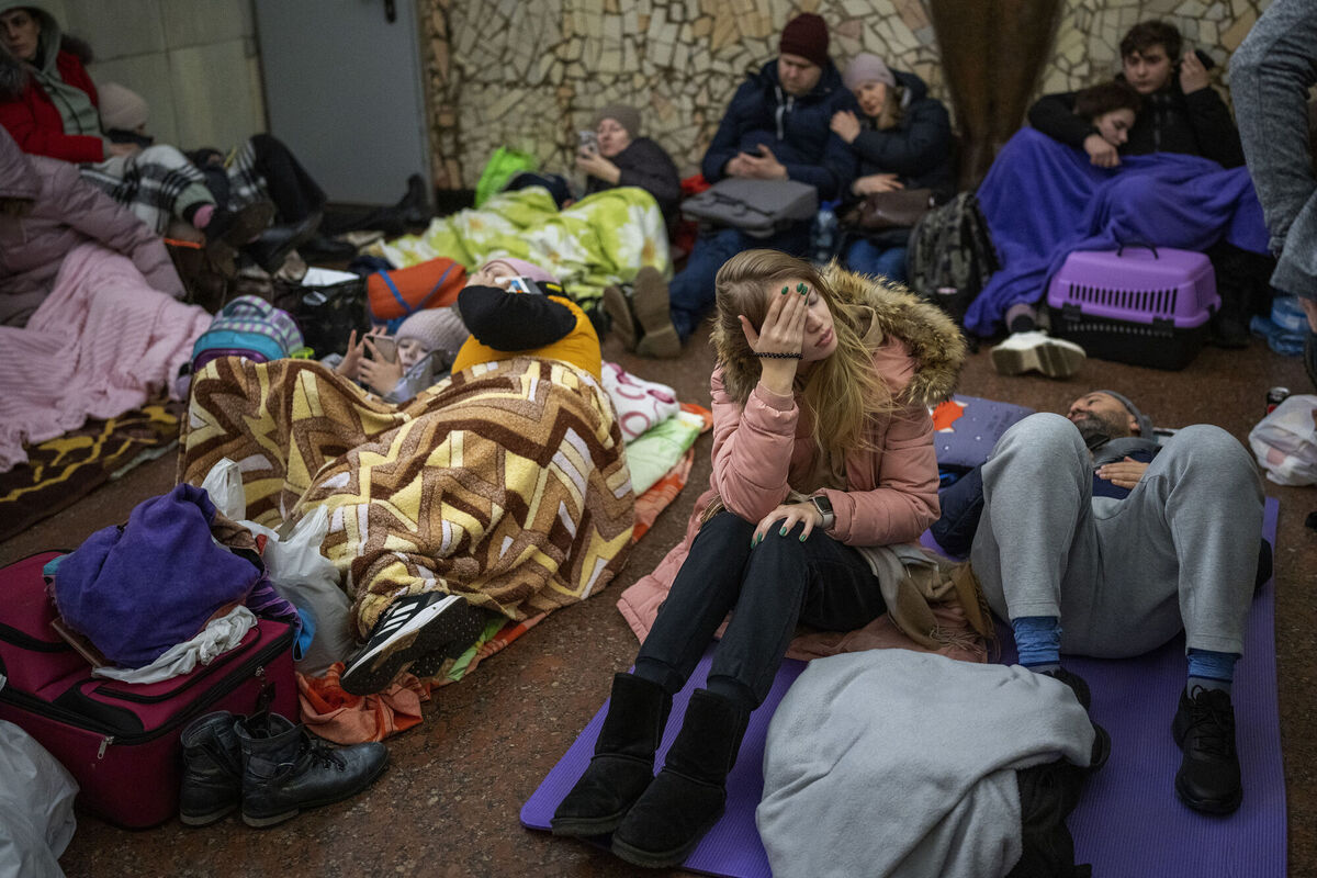 People rest in the Kyiv subway, using it as a bomb shelter in Kyiv, Ukraine. Picturw: AP Photo/Emilio Morenatti People rest in the Kyiv subway, using it as a bomb shelter in Kyiv, Ukraine. Picturw: AP Photo/Emilio Morenatti