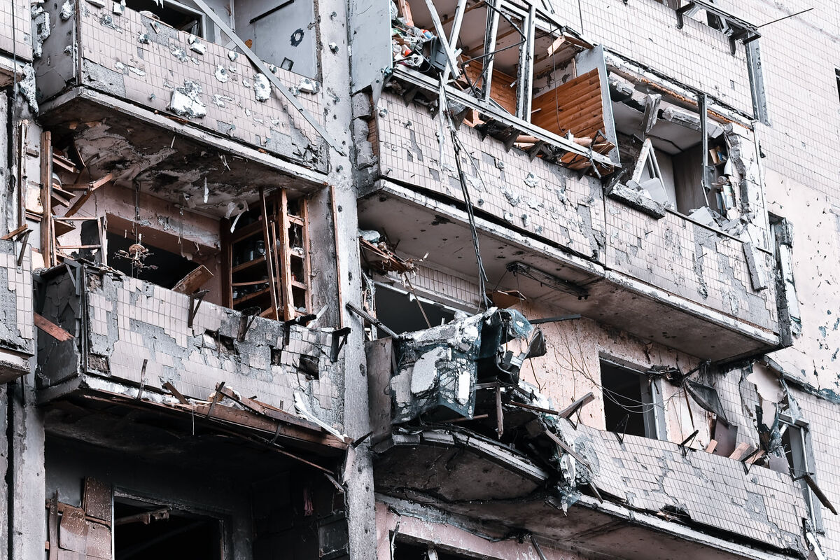 A Kyiv building damaged by an explosion during Russia's invasion of Ukraine. Picture: Maia Mikhaluk/PA Wire A Kyiv building damaged by an explosion during Russia's invasion of Ukraine. Picture: Maia Mikhaluk/PA Wire