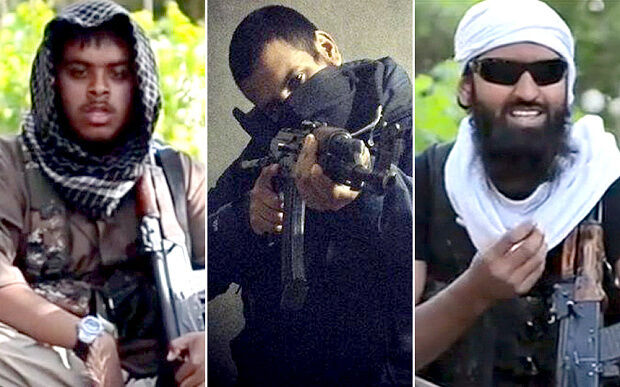 British man Junaid Hussain aka Abu Hussain al-Britani (centre) was revealed as one of ISIS's chief online hackers and propagandists. He later died in an air strike in Syria along with Reyaad Khan and Rahoul Amin.