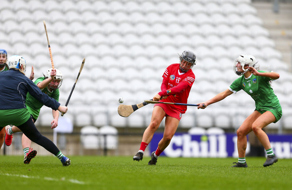 Cork's Amy O’Connor scores a goal against Limerick. Pic: INPHO/Ken Sutton