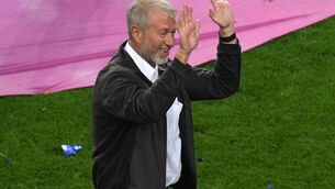 <p>Roman Abramovich celebrates last May after the UEFA Champions League final match held at Estadio do Dragao in Porto, Portugal. Picture:</p>