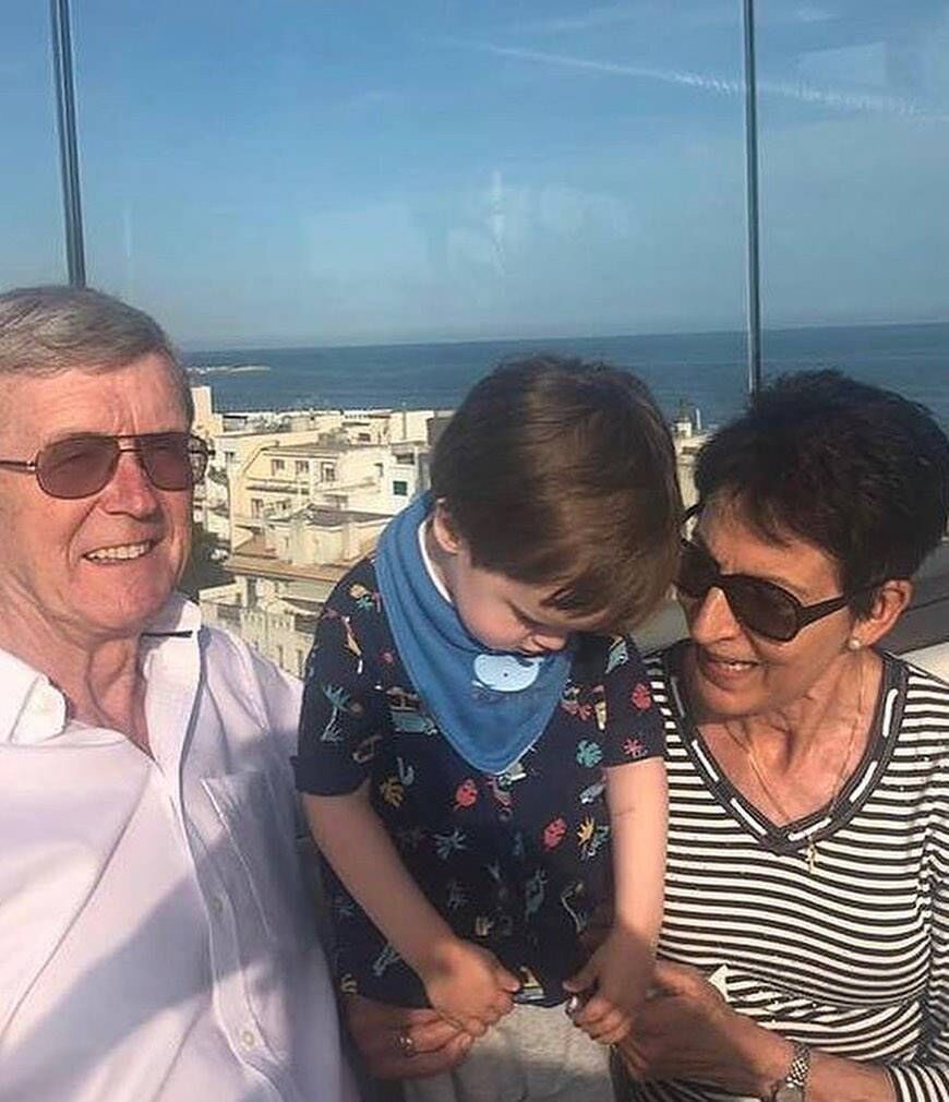 Maïa Dunphy's son Tom with his grandpa Tom and grandma Helen Picture:@maiadunphy