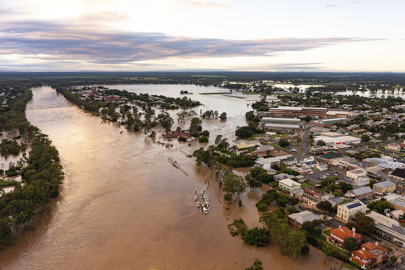 In this photo provided by the Fraser Coast Regional Council, water floods streets and buildings in Maryborough, Australia. Picture: Queensland Fire and Emergency Services via AP