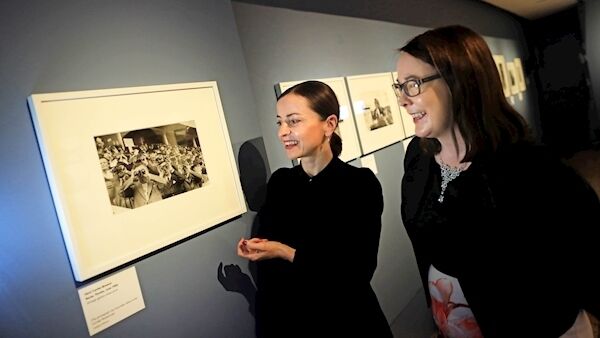 Catherine Heaney, chair of the National Museum of Ireland board, and Audrey Whitty, head of collections and learning, at the launch of ‘Ireland in Focus: Photographing Ireland in the 1950s’, an exhibition of photographs taken around the country by Henri Cartier-Bresson, Robert Cresswell and Doretha Lange. Admission to the exhibition is free and it will be open to the public at the National Museum, Collins Barracks until the end of April 2020. Picture: Julien Behal