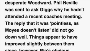 United fanzine claims Giggs has fallen out with 'useless' Moyes