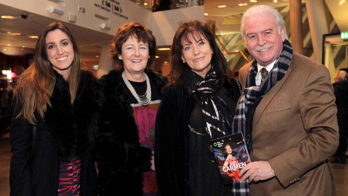At the Bord Gáis Energy Theatre for Carmen were Marty Whelan and, from right, Maria Whelan, Pauline Brennan and Jessica Whelan. Pictures: Mark Stedman