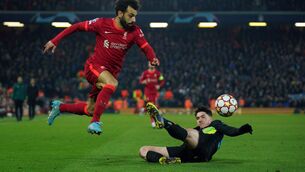 <p>Liverpool's Mohamed Salah goes past Inter Milan's Alessandro Bastoni during the  Champions League round of 16 second leg match at Anfield. Picture: Peter Byrne/PA Wire.</p>