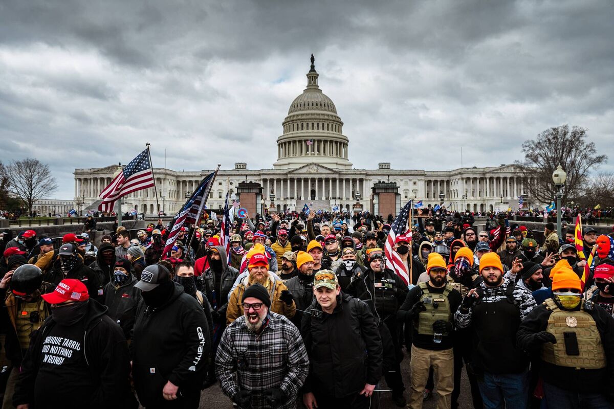 Pro-Trump protesters gather in front of the US Capitol Building in January last year. A pro-Trump mob stormed the Capitol, breaking windows and clashing with police officers. Picture: Jon Cherry/Getty Pro-Trump protesters gather in front of the US Capitol Building in January last year. A pro-Trump mob stormed the Capitol, breaking windows and clashing with police officers. Picture: Jon Cherry/Getty