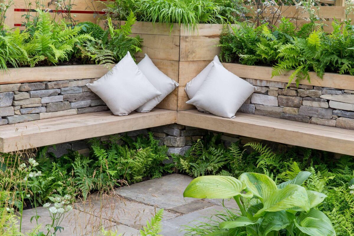 A bench built alongside raised planting. Picture: Alamy