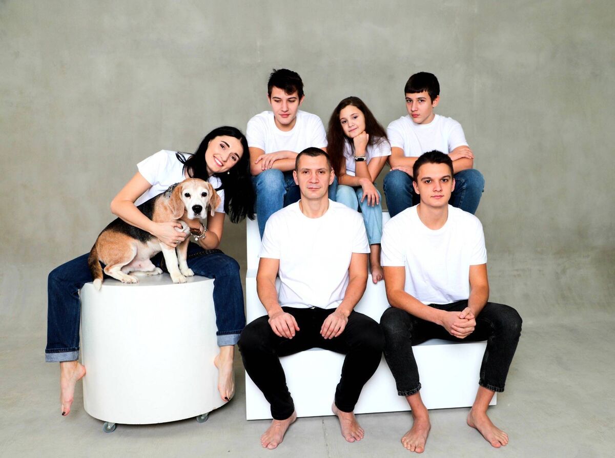 Nikolai Sykal and his family in better times.