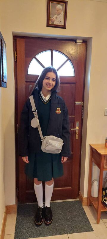 First day at school: Yana Kozar, 15, from Lviv, western Ukraine, who started school at Jesus &amp; Mary Secondary School, Gortnor Abbey, Crossmolina, Co Mayo, on Monday. Picture:  Maggie Lowe