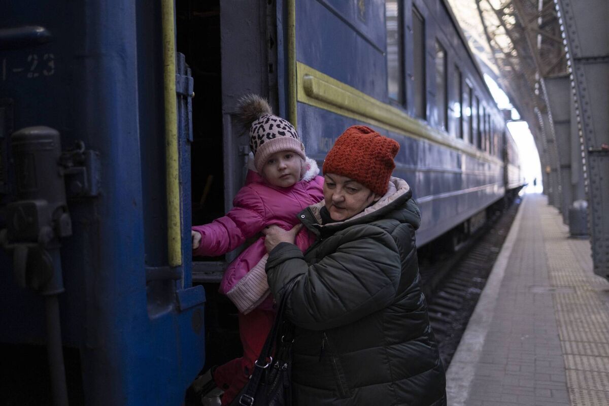 Passengers disembarking a train from Lviv, Ukraine, on Friday. Photo: Dan Kitwood/Getty Passengers disembarking a train from Lviv, Ukraine, on Friday. Photo: Dan Kitwood/Getty