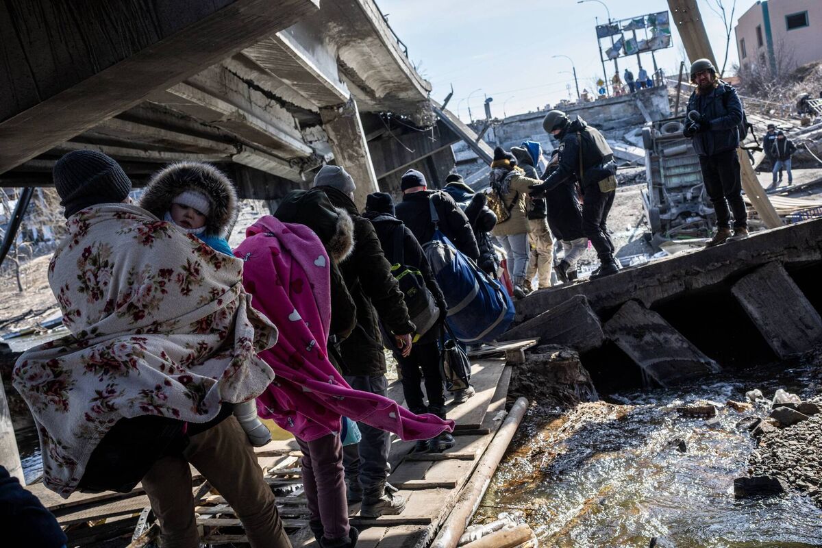 Civilians continue to flee the city of Irpin, Ukraine, on Friday. Photo: Wolfgang Schwan/Anadolu Agency via Getty Images Civilians continue to flee the city of Irpin, Ukraine, on Friday. Photo: Wolfgang Schwan/Anadolu Agency via Getty Images