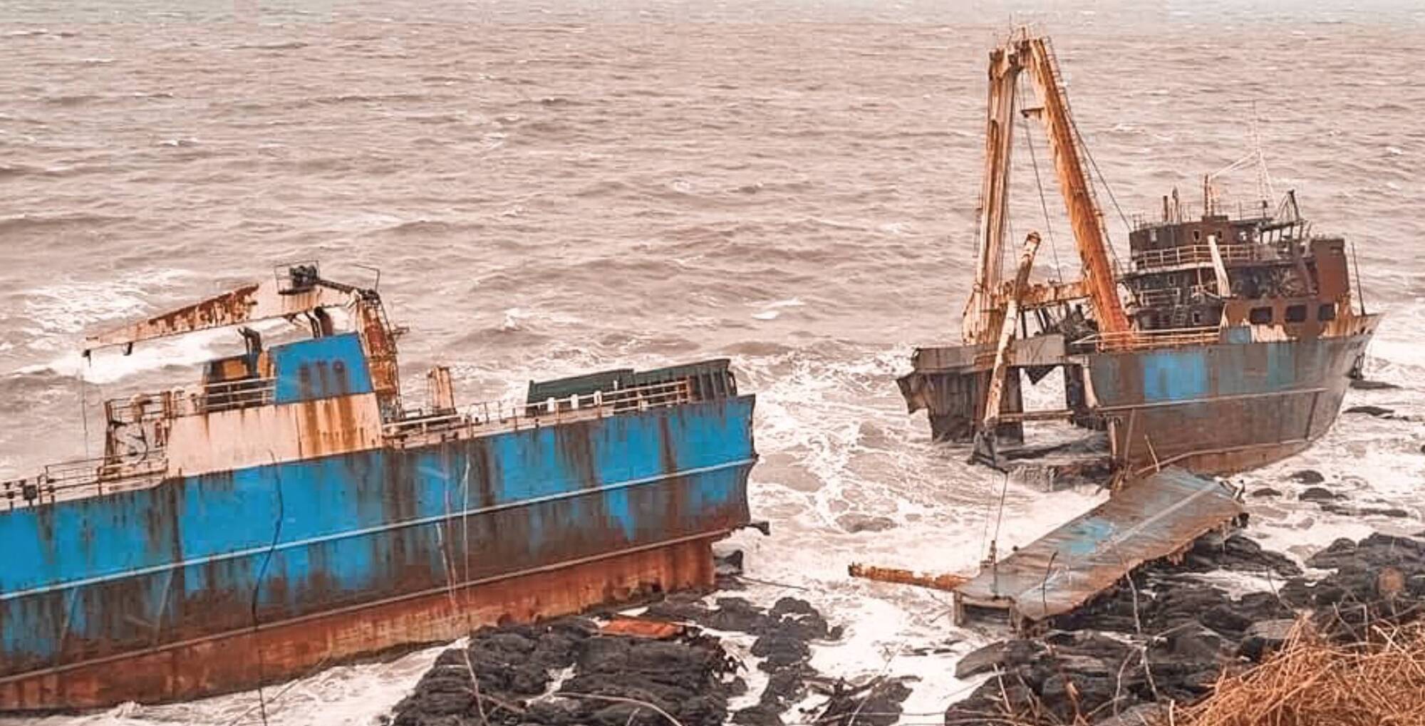 Successive storms cause Cork's grounded ghost-ship to split in two