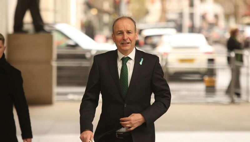Micheál Martin arrives at BBC Broadcasting House in London. Picture: James Manning/PA 