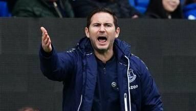 Everton manager Frank Lampard reacts on the touchline during the Premier League match at Goodison Park, Liverpool. Picture: Martin Rickett/PA Wire 