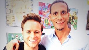 Rio Ferdinand plays keepy-uppies with Olly Murs (and he's quite good)