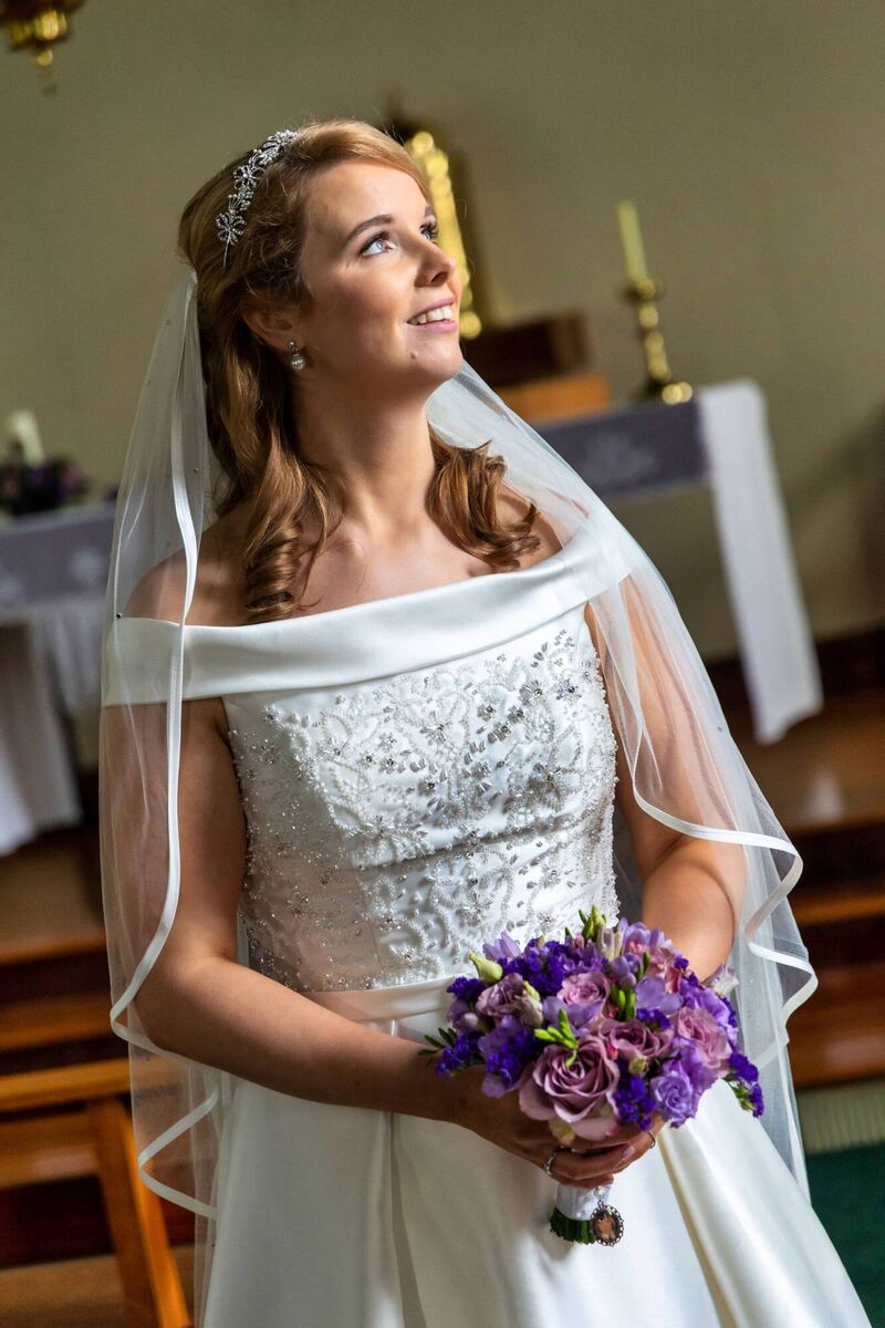 Mary Ellen Creedon's beautiful dress is a Mikado gown from Sharon Gregory Design Studio, Mallow Mary Ellen Creedon's beautiful dress is a Mikado gown from Sharon Gregory Design Studio, Mallow