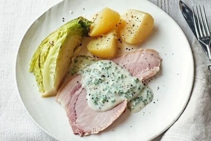 Traditional Irish Bacon, Cabbage and Parsley Sauce