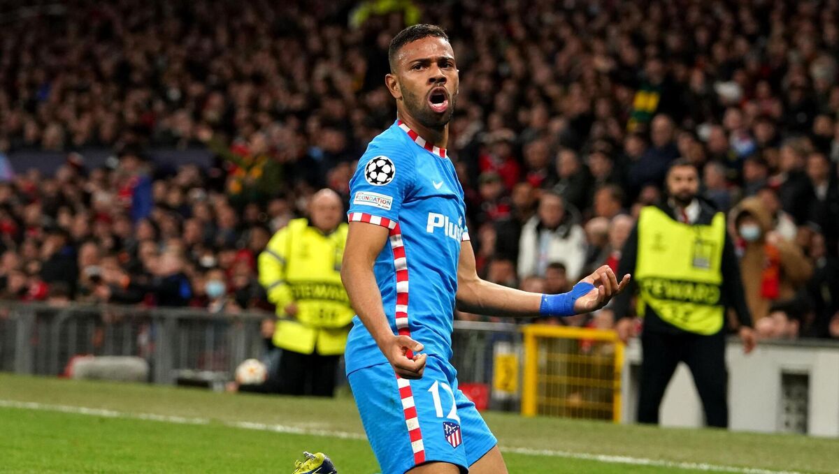 Atletico Madrid's Lodi celebrates scoring the only goal in the Champions League round of 16 second leg
