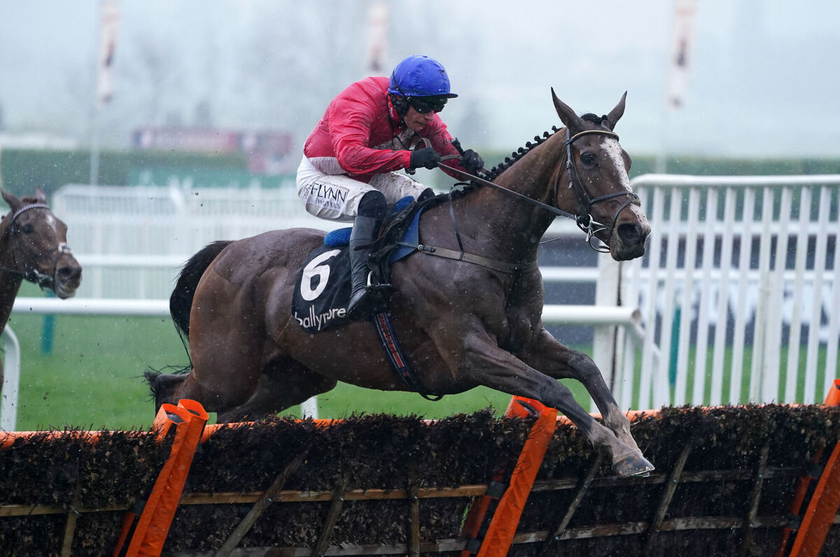 Sir Gerhard ridden by Paul Townend clears a fence on their way to winning the Ballymore Novices' Hurdle during day two of the Cheltenham Festival at Cheltenham Racecourse. Picture: Mike Egerton/PA Wire