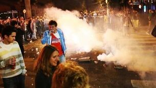 Tear Gas used on football fans in Brazil