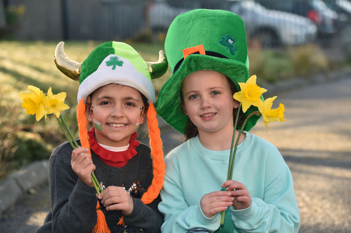  St Patrick's Girls School pupils Indie and Isabelle, who took part in a combined 'Là Glas' day, which started with a walk around the community at Gardiner's Hill, Cork. Picture: Dan Linehan