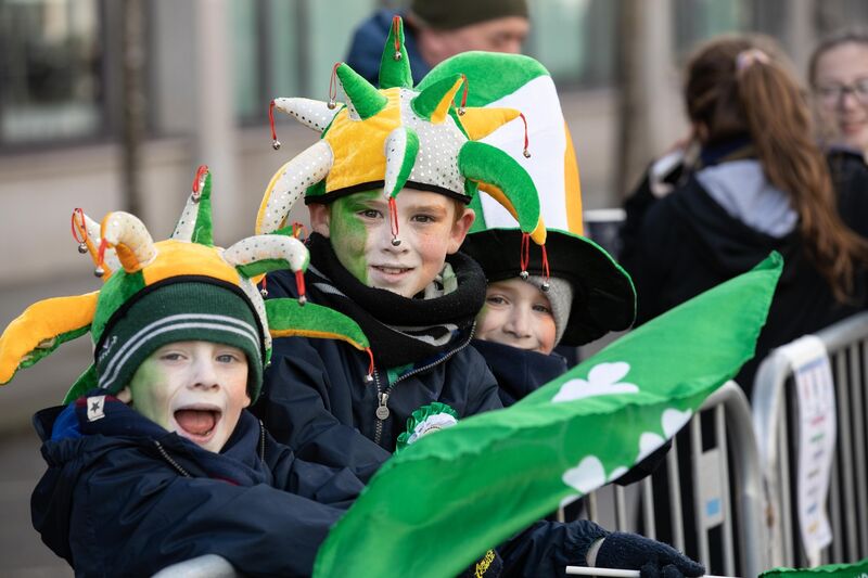 Ronan, Matthew, and Nathan Dunton, from Macroom, at the 2019 Cork St Patrick’s Day Parade which was organised by Cork City Council. Picture: Darragh Kane