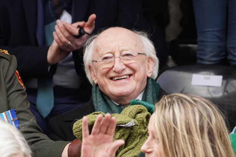 President Michael D Higgins watches the Dublin parade. Picture: Brian Lawless/PA Wire President Michael D Higgins watches the Dublin parade. Picture: Brian Lawless/PA Wire