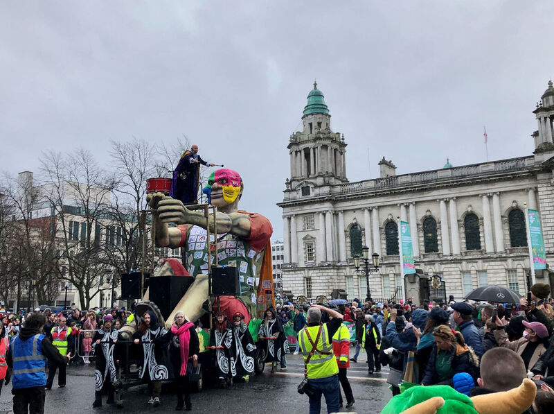 Performers take part in the St Patrick's Day Parade in Belfast. Picture: David Young/PA Wire Performers take part in the St Patrick's Day Parade in Belfast. Picture: David Young/PA Wire