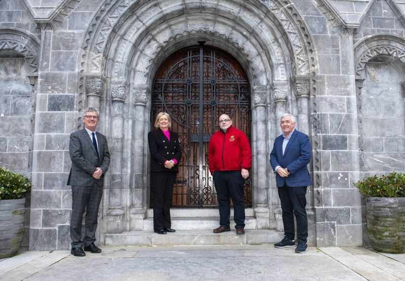 (Left to right at the main door of the Honan Chapel) Professor John O’Halloran, President of UCC and Chair of the Honan Trust; Ms Nora Geary, Corporate Secretary UCC and Trustee of the Honan Chapel; Fr Ger Dunne, Dean of Honan Chapel; and Micheal O’Flynn, Chair of the Honan Development Committee. Photo: Brian Lougheed (Left to right at the main door of the Honan Chapel) Professor John O’Halloran, President of UCC and Chair of the Honan Trust; Ms Nora Geary, Corporate Secretary UCC and Trustee of the Honan Chapel; Fr Ger Dunne, Dean of Honan Chapel; and Micheal O’Flynn, Chair of the Honan Development Committee. Photo: Brian Lougheed
