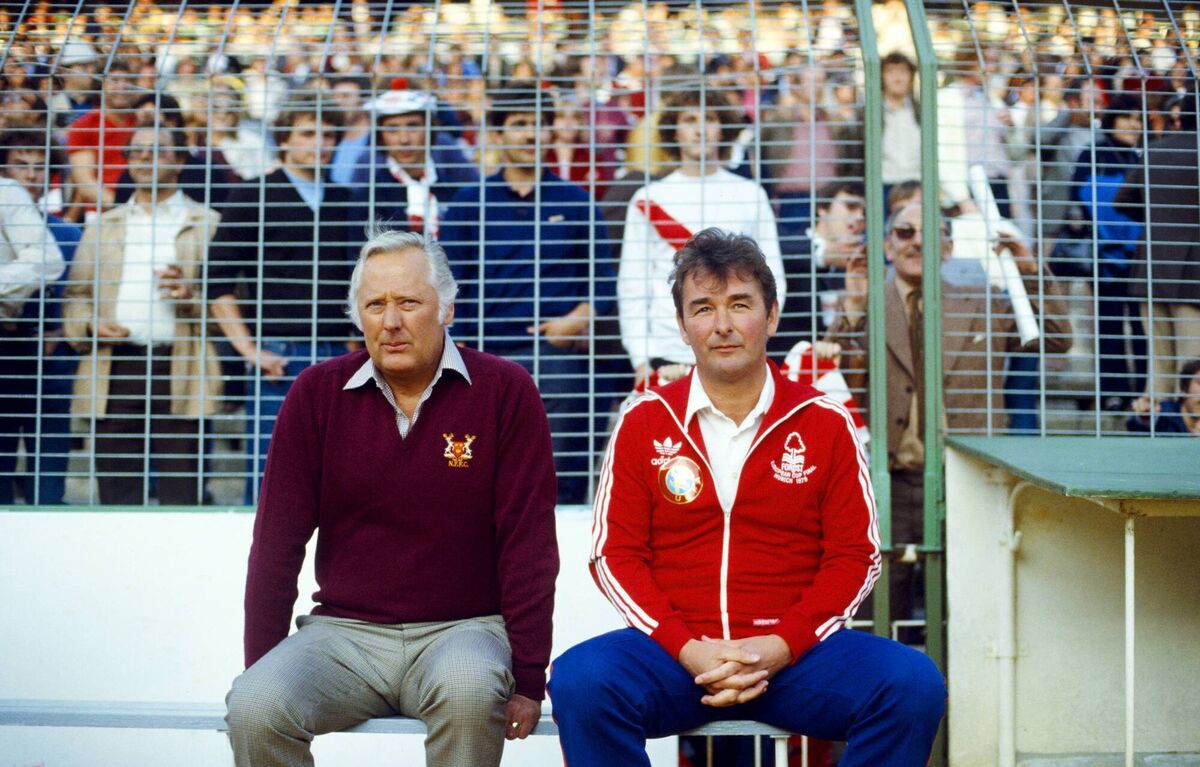 DEADLY DUO: Clough and assistant Peter Taylor before the 1980 European Cup Final against Kevin Keegan's Hamburg SV