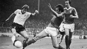 <p>LIVERPOOL's Kenny Dalglish has his shot blocked by Nottingham Forest's Larry Lloyd as Frank Clark looks on during the 1978 League Cup Final at Wembley. The match ended in a 0-0 draw, but Forest won the replay 1-0. </p>