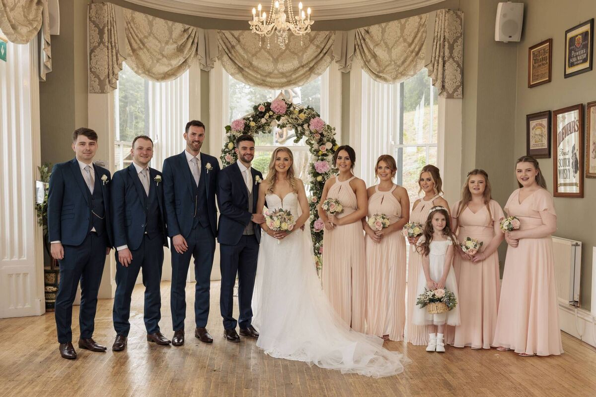Hayley Lyttleton and Paul Ryan with their wedding party