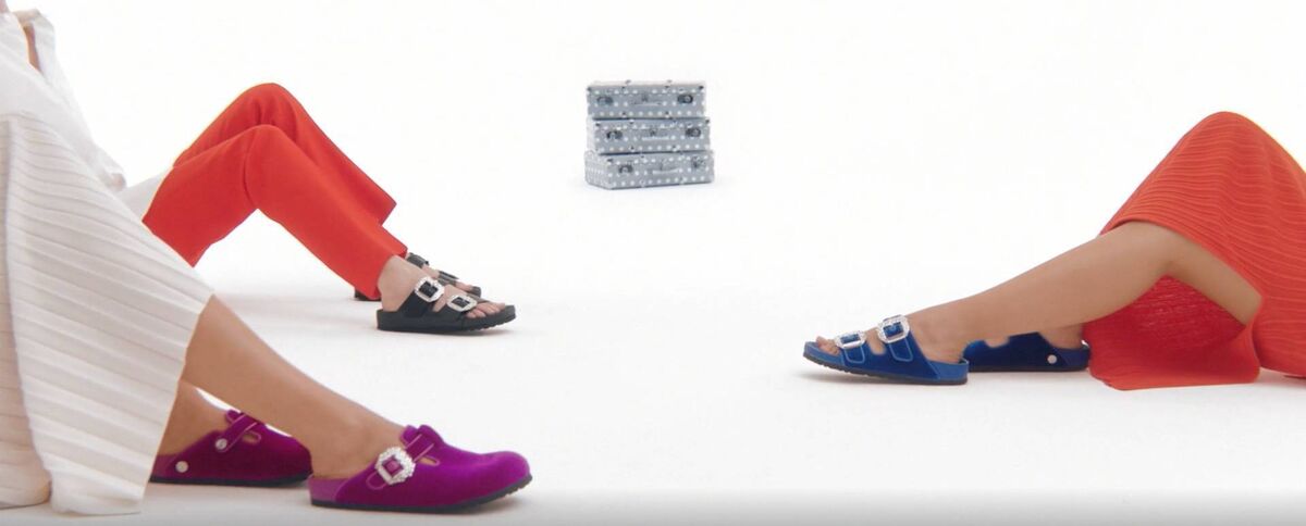 Well worn: part of the new Birkenstock and Manolo Blahnik collection, as per the line's reveal video