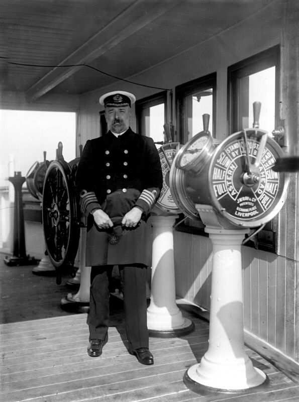 Captain Edward Smith, skipper of the Titanic, on the bridge of the liner while in Cobh.