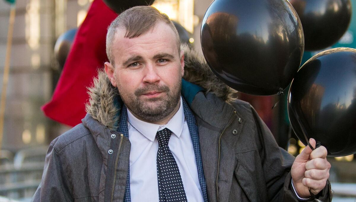 Anthony Flynn during a protest by Inner City Helping Homeless where the charity displayed 56 black balloons in memory of the 56 homeless people who had died. Picture: Gareth Chaney/Collins