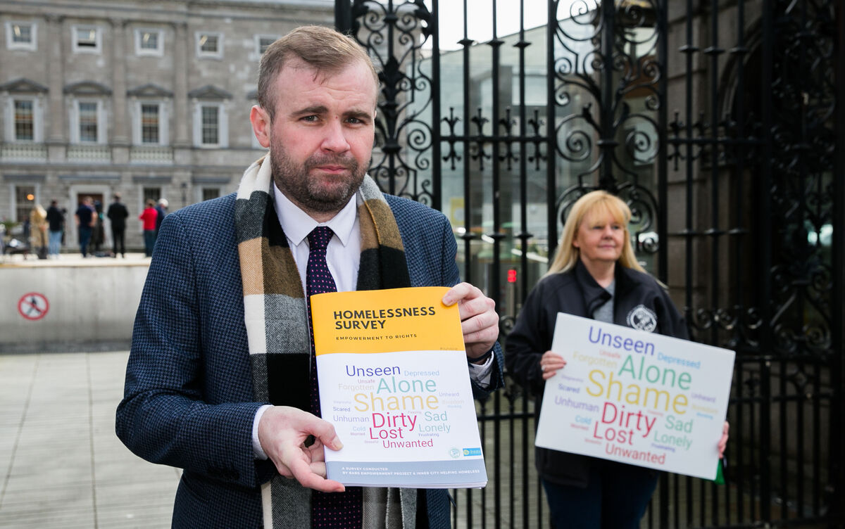 Anthony Flynn and Geraldine Molloy launching a publication titled 'Homelessness Survey Empowerment Rights' at Leinster House on Kildare Street, Dublin, last year. Photo: Gareth Chaney/Collins