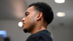 <p>24 March 2022; Tyreik Wright during a Republic of Ireland U21's press conference at FAI National Training Centre in Abbotstown in Dublin. Photo by Stephen McCarthy/Sportsfile</p>