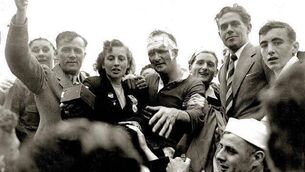 <p>Christy Ring pictured after the Cork v. Tipperary Munster Hurling Final at Limerick. 13/7/1952 Ref. 593E Echo Book (Sport) Echoes of the Past - Where We Sported and Played</p>