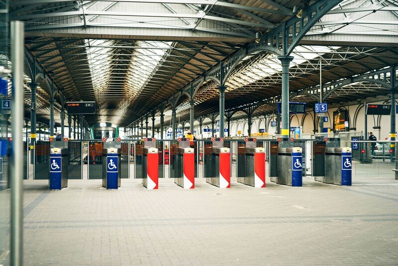 Wheelchair access turnstiles in Heuston Station: Trains and stations across the country are generally accessible, although 24-hour notice is required to arrange staff to put a ramp in place to board and disembark.