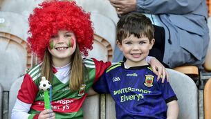<p>Young Mayo fans ahead of the game against Kildare on Sunday afternoon.</p>
