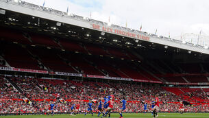 Fans watch Manchester United Women play at Old Trafford for the first time (Martin Rickett/PA)
