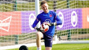 <p>England goalkeeper Jordan Pickford during a training session at the Hotspur Way Training Ground yesterday. England have already starting practising penalties ahead of the World Cup. Picture: Adam Davy/PA Wire</p>