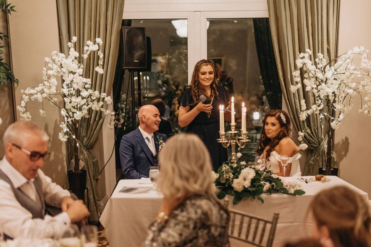 Daughter, Abi, makes a speech at Gillian Healy and Thomas Dineen's wedding Daughter, Abi, makes a speech at Gillian Healy and Thomas Dineen's wedding