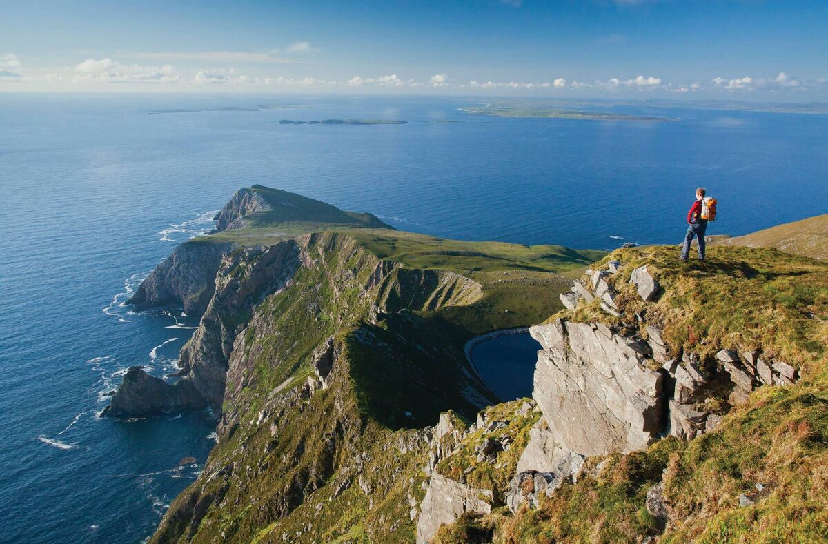 The wonderful view over Saddle Head from Croaghaun on on Achill Island, County Mayo, Ireland. The wonderful view over Saddle Head from Croaghaun on on Achill Island, County Mayo, Ireland.