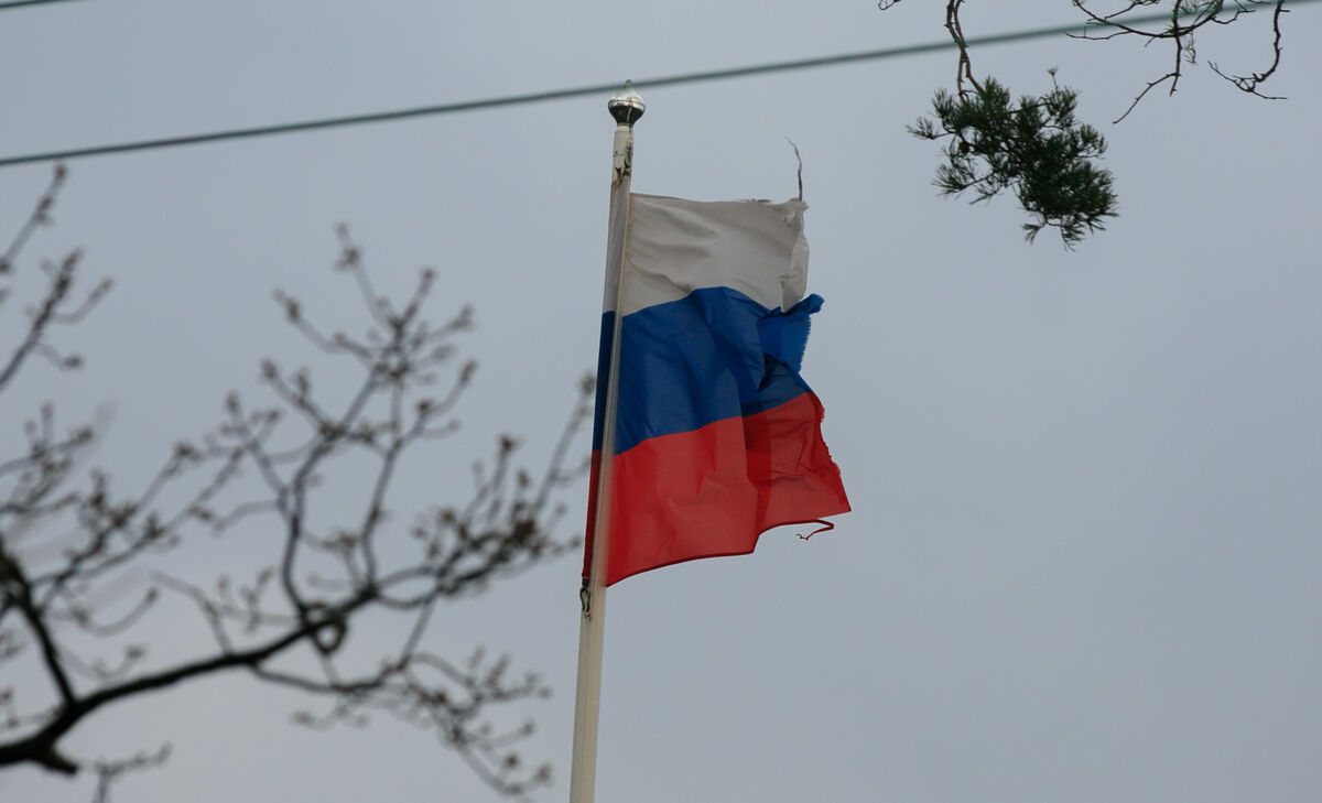 The Russian flag at the Russian embassy in Rathgar Dublin. Picture: Gareth Chaney/ Collins Photos