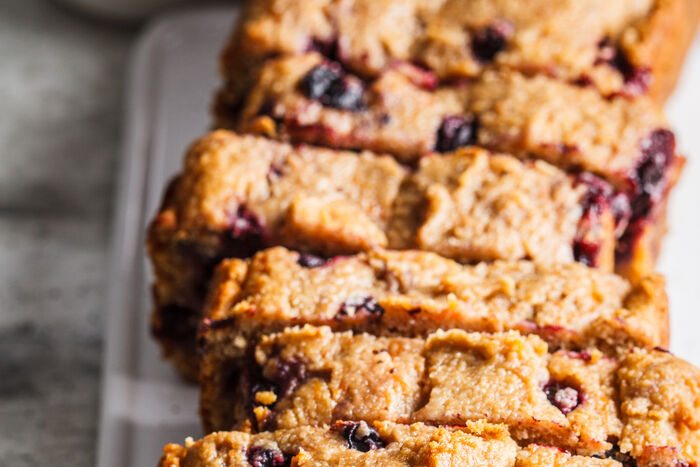 Sweet potato and blueberry loaf