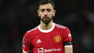 <p>File photo dated 04-02-2022 of Manchester United's Bruno Fernandes,</p>