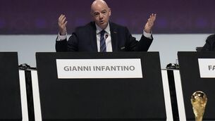 <p>Fifa President Gianni Infantino speaks during the Fifa congress at the Doha Exhibition and Convention Center in Doha on Thursday. Picture: AP Photo/Hassan Ammar</p>